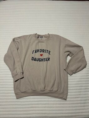 Favorite Daughter Beige Crewneck Sweatshirt with Red Heart